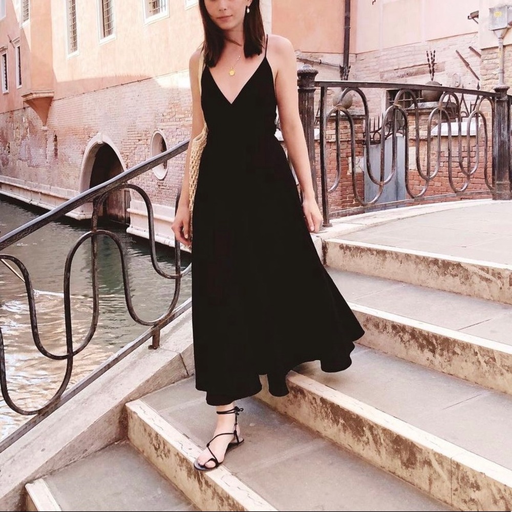 Zara black linen summer dress size S